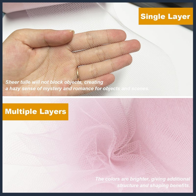 Ableme Deco Tulle Fabric Roll 6 Inch by 100 Yards (300 ft) Tulle Ribbon Sheer Mesh Netting for DIY Tutu Skirt Gift Wrapping Wedding Baby Shower Birthday Halloween Party Decorations Crafts, 34 Colors (Lt Pink) - Image 4